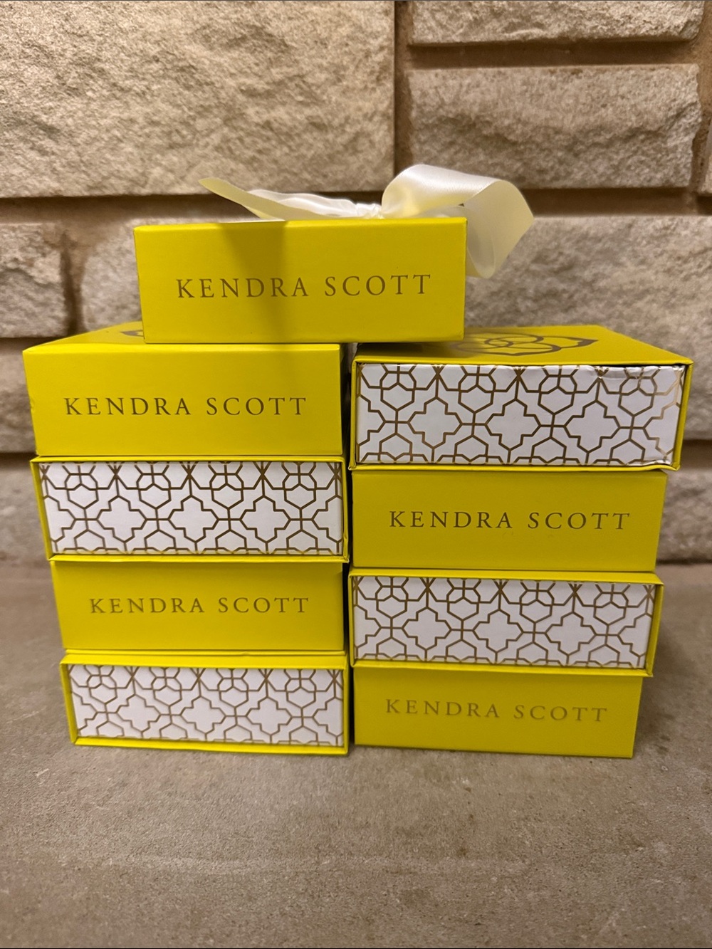 Kendra Scott Yellow and White Stacked Gift Boxes… Empty Boxes For Decor